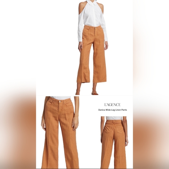 L'AGENCE Pants - NWOT L'agence Linen Wide Leg Pants Color Copper Brown Size 27
